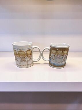 Vintage Hallmark Three Little Angels Christmas Mug Lot of 2 Houston Harvest Vtg